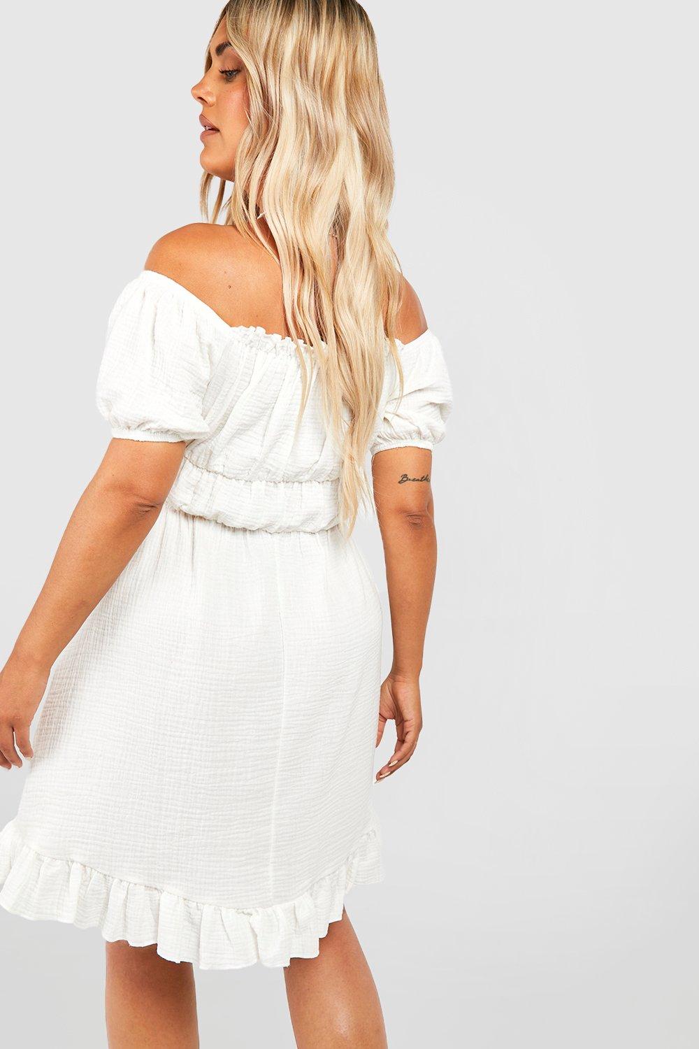 Boohoo white off shoulder on sale dress