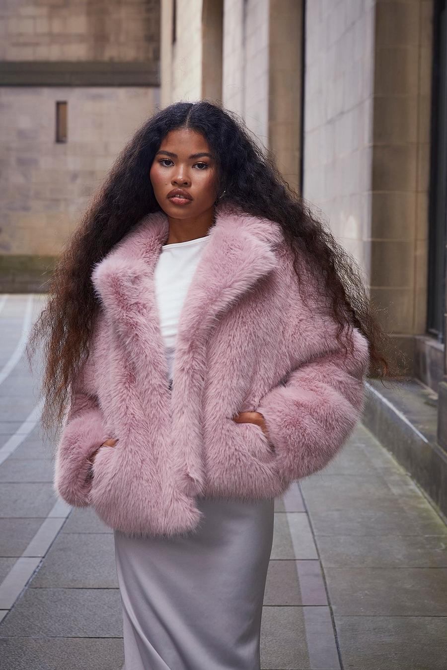 Pink Premium Faux Fur Short Coat