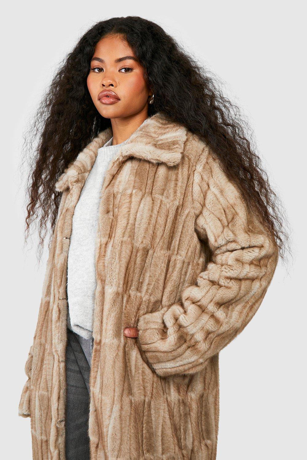 Manteau long en fausse fourrure premium boohoo