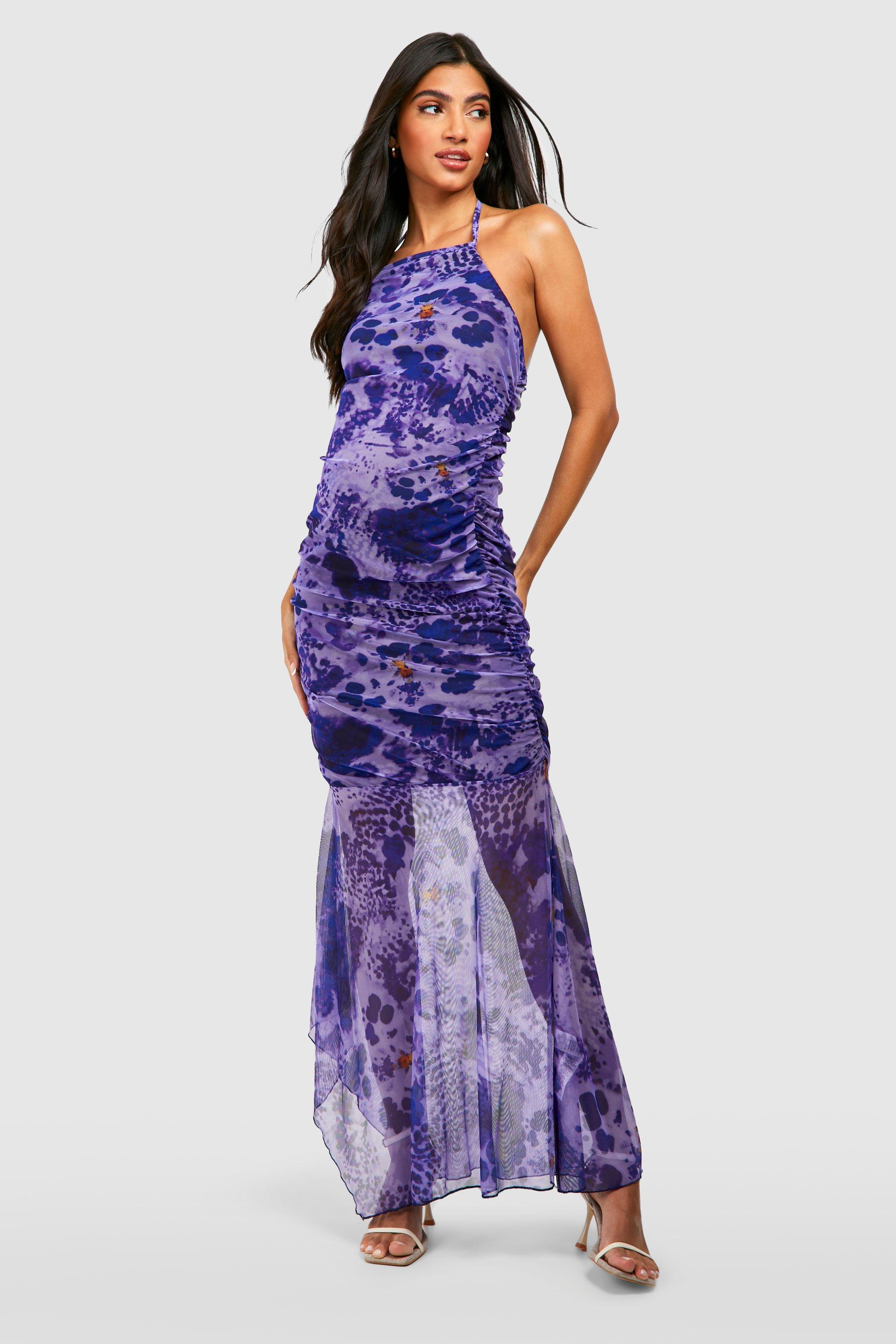 Purple best sale dress boohoo