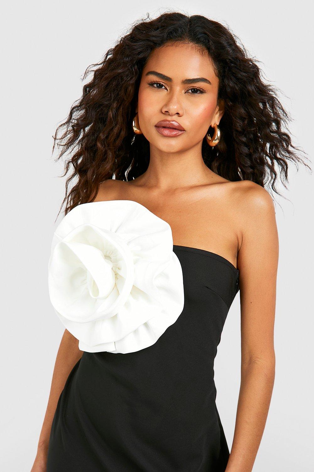 White dress with sales black roses