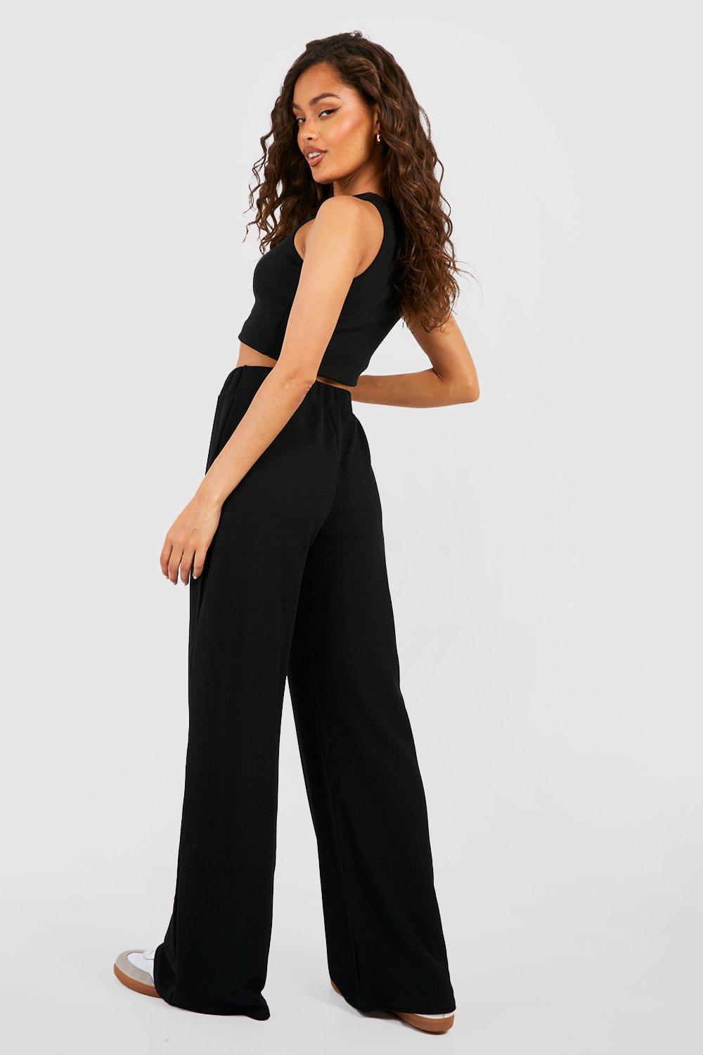 Textured Wide Leg Lounge Pants