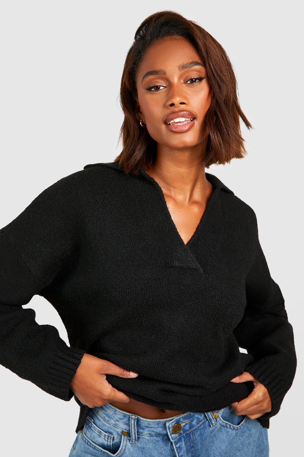 Black polo neck sweaters cheap women's