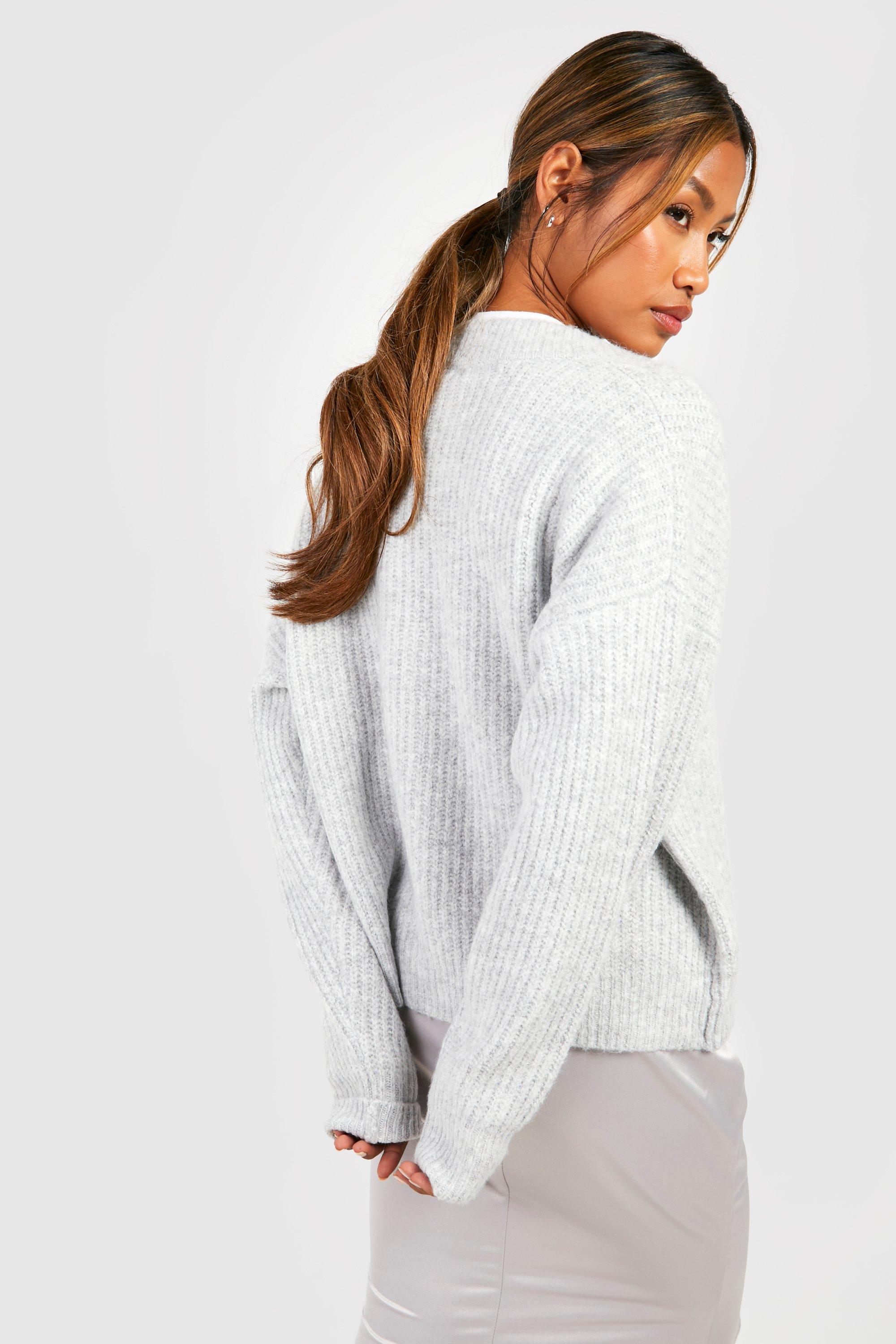Cardigan asym trique boutonn en maille douce