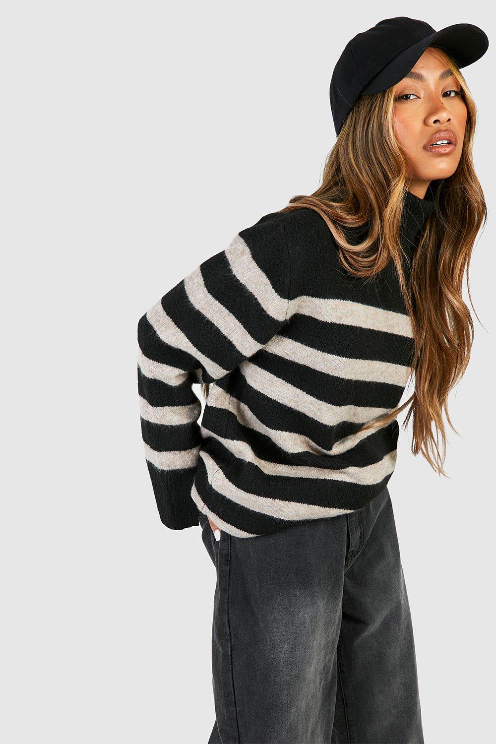 Turtleneck Oversized Stripe Sweater