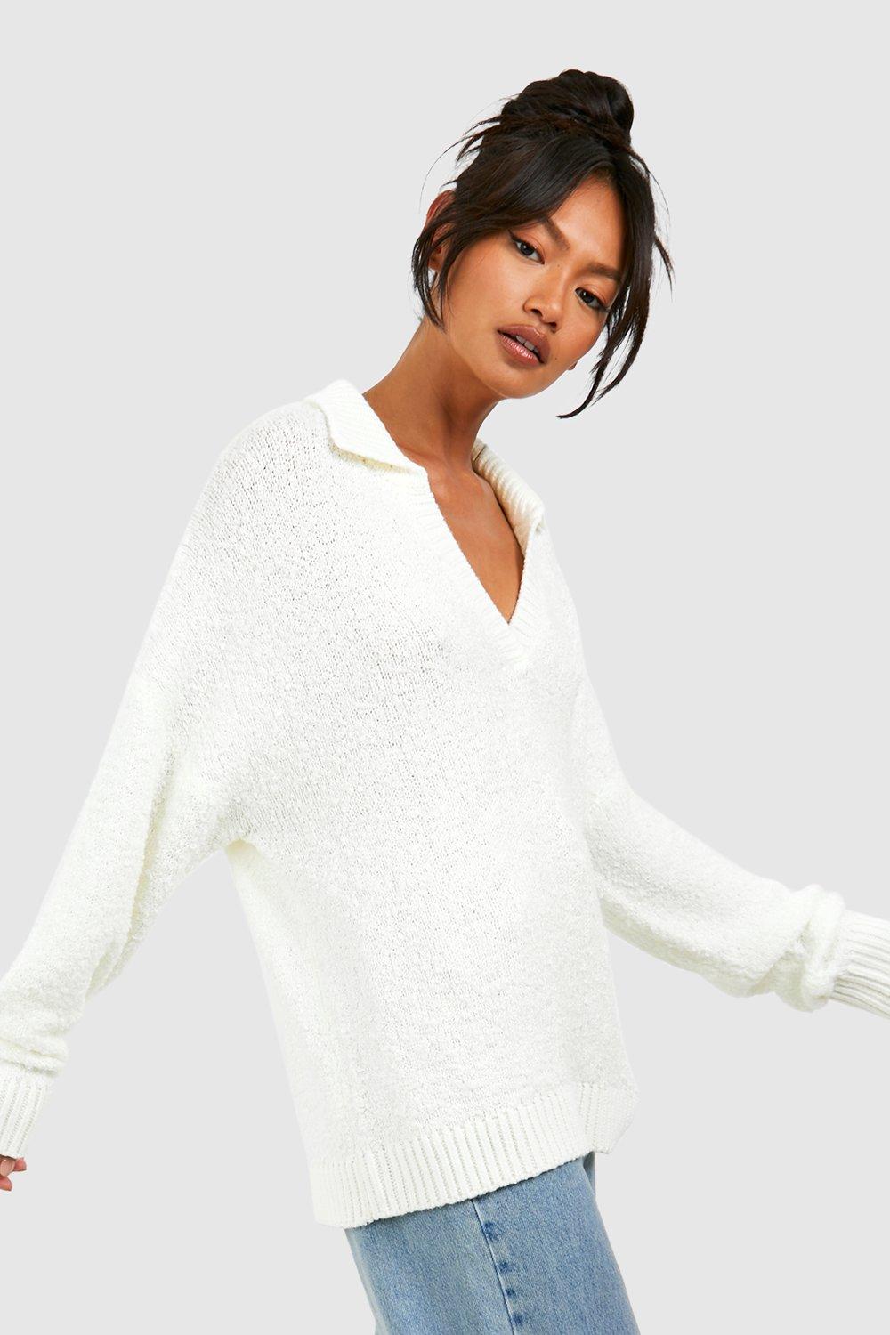 White deals boucle sweater