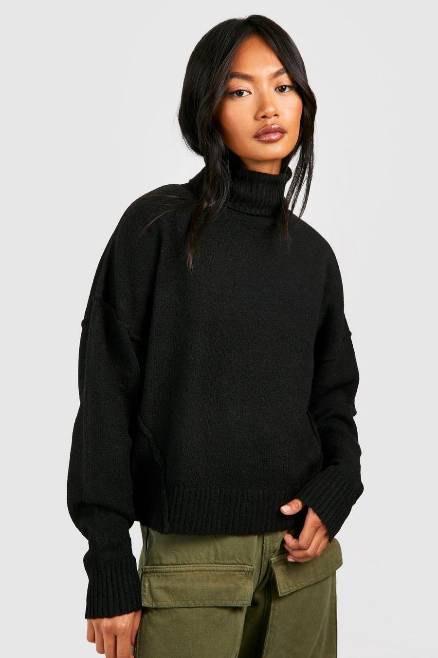 Black Soft Knit Turtleneck Sweater image number 1