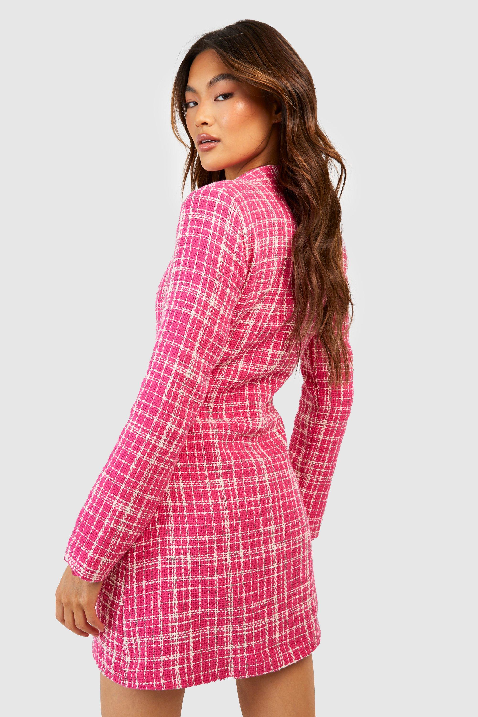 Long sleeve checkered clearance dress