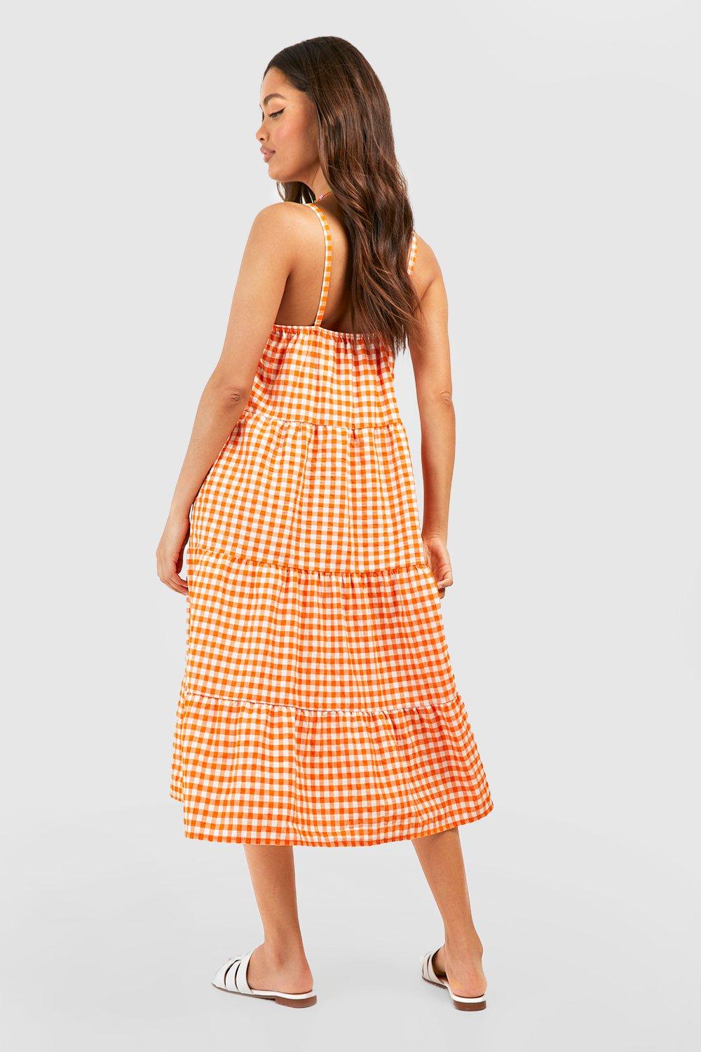 Strappy gingham outlet dress