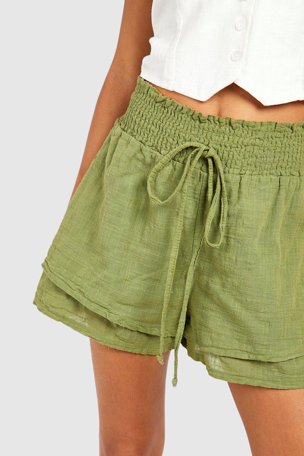 Shorts with ruffle waist store