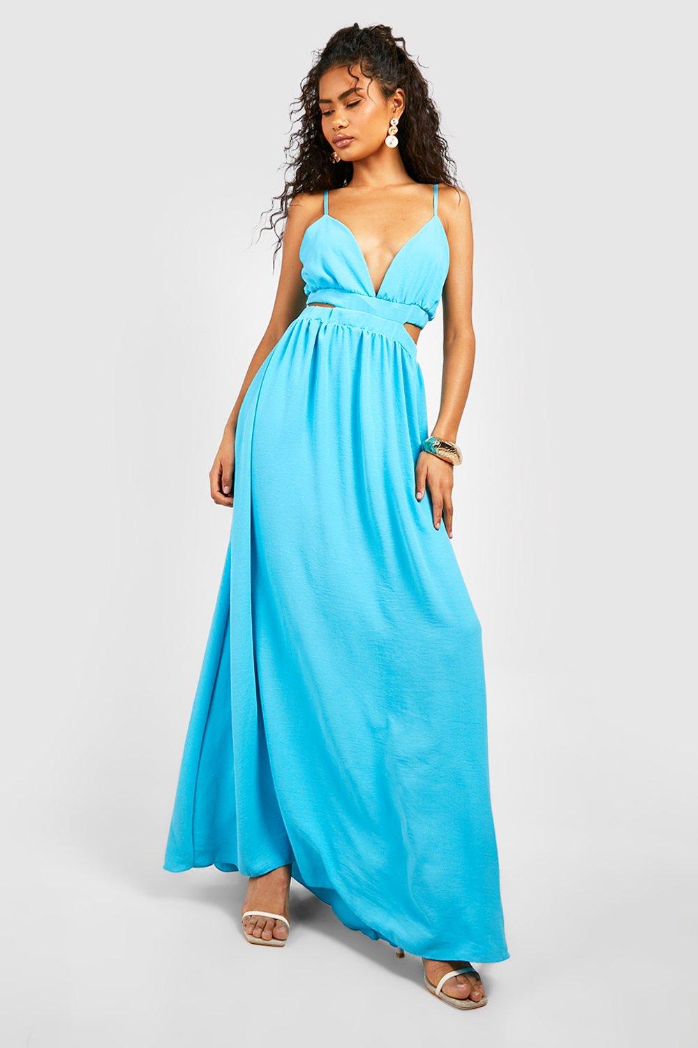Cut Out Strappy Woven Maxi Dress boohoo