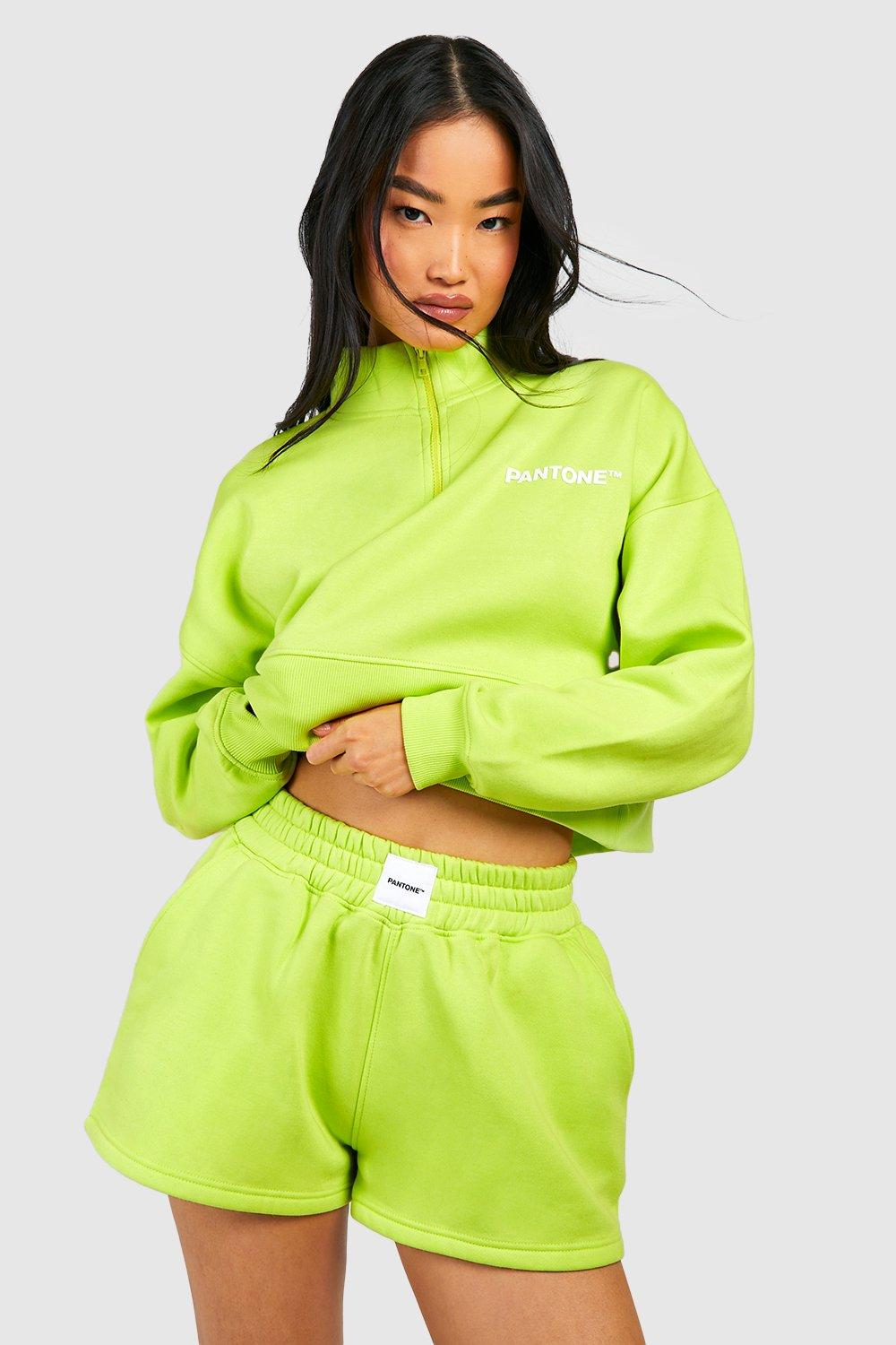 Women's Lime Pantone Boxer Sweat Jogger Short