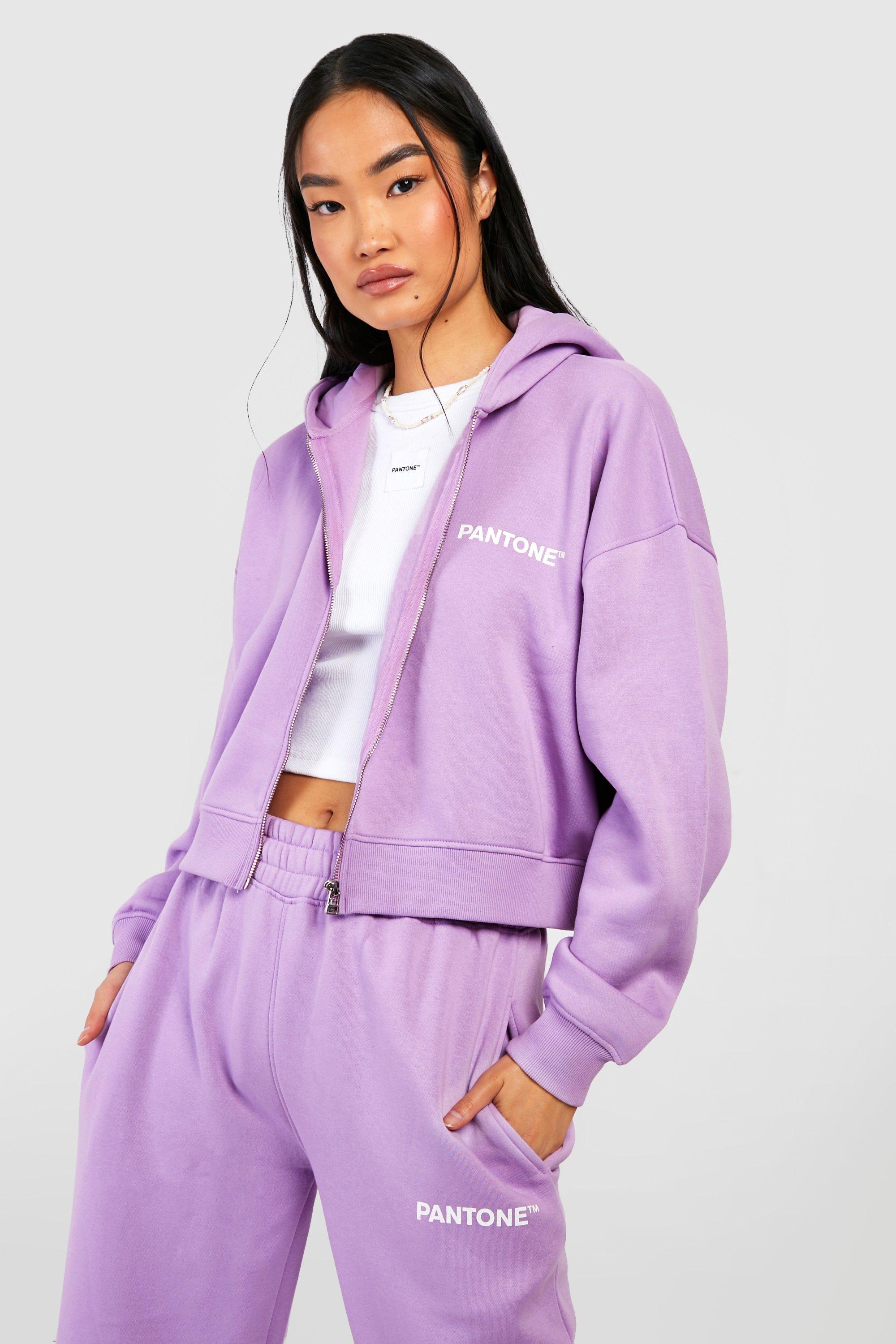 Women's Lilac Pantone Boxy Zip Through Hoodie | Boohoo UK