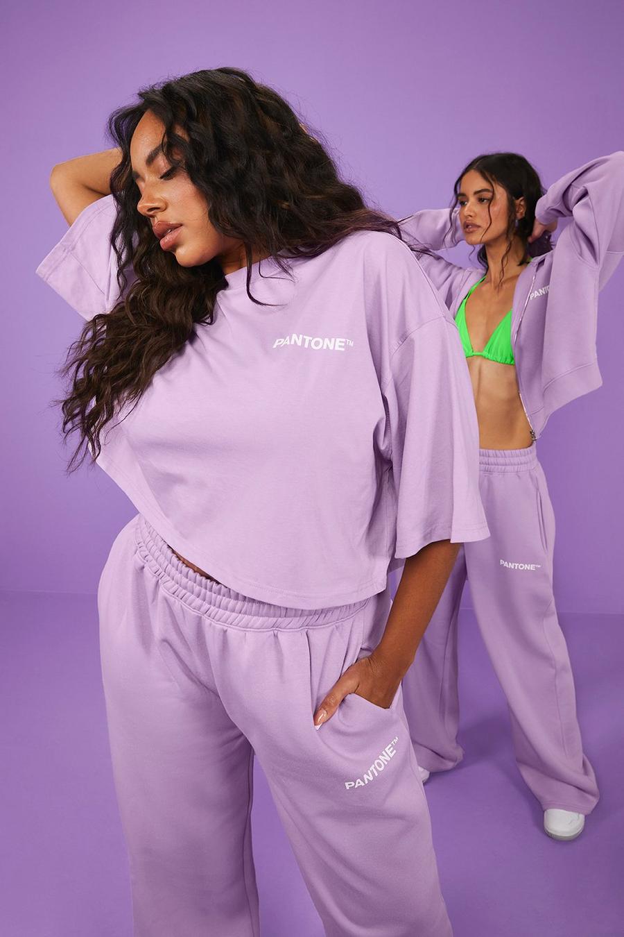 Pantone kurzes kastiges Oversize T-Shirt, Lilac purple
