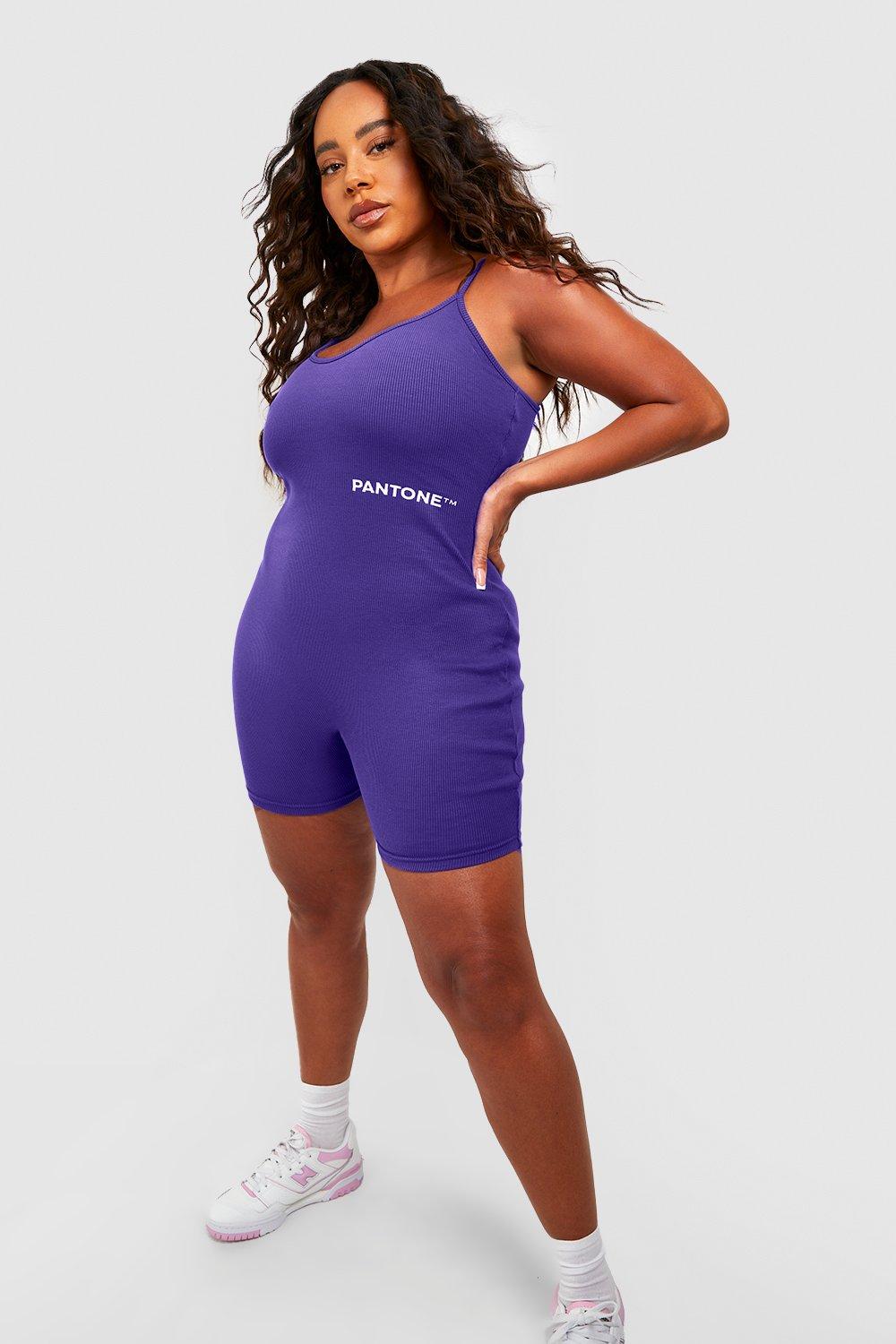 Women's Purple Pantone Ribbed Unitard