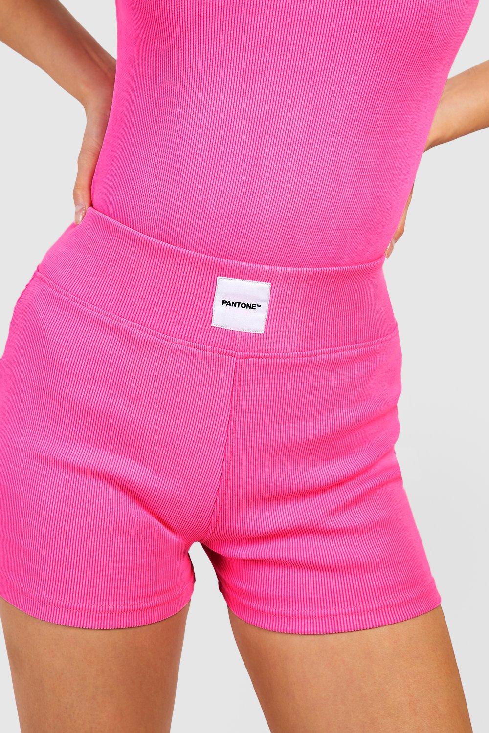 Neon pink booty sales shorts