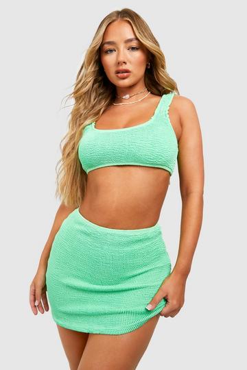 Premium Crinkle Swim Mini Skirt green