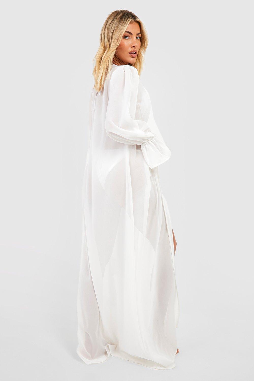 White maxi beach store kimono