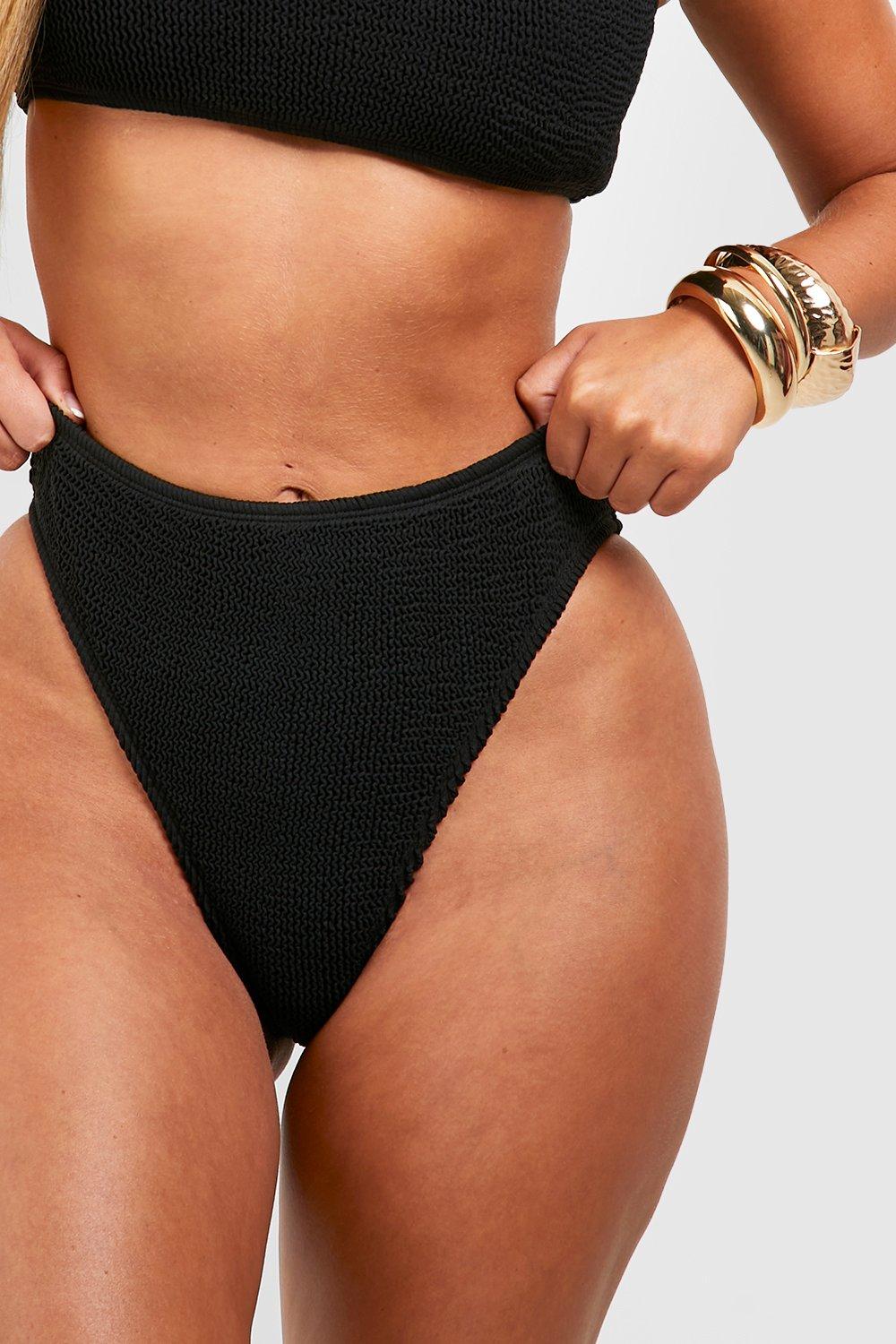 Black crinkle high hot sale waisted bikini bottoms