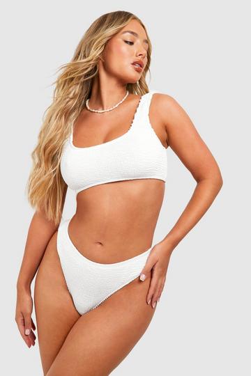 Premium Crinkle High Leg Bikini Brief white