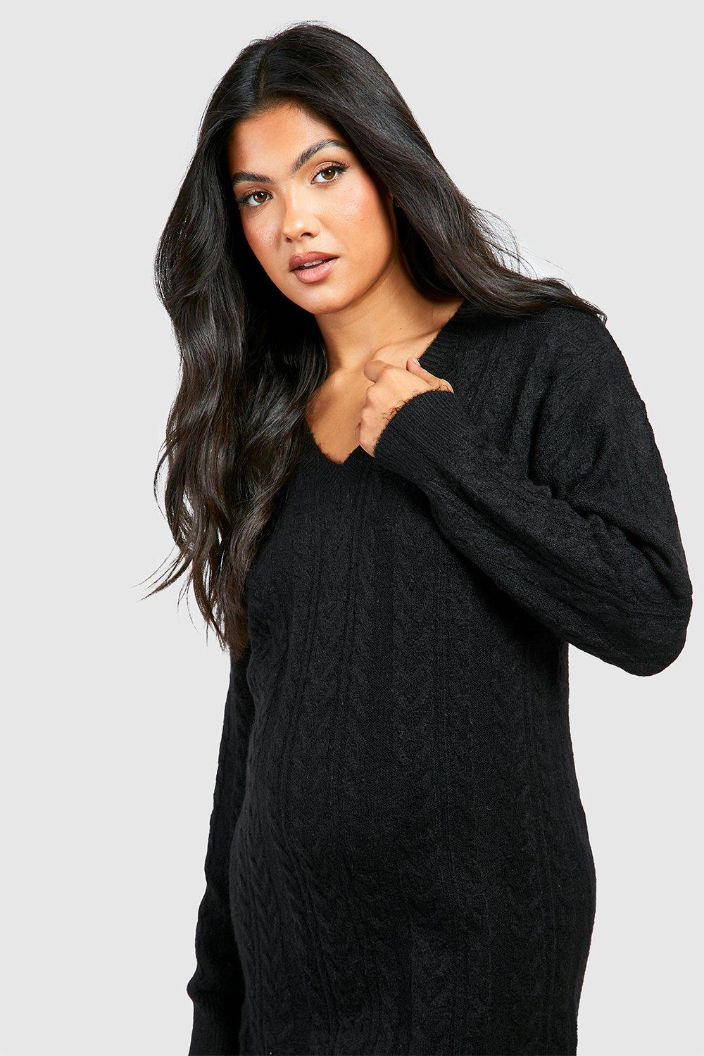 cable-knit V-neck jumper