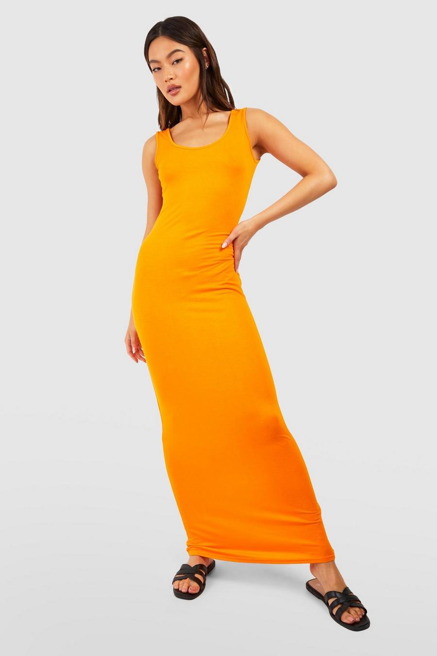 Orange Basic Scoop Neck Maxi Dress image number 1