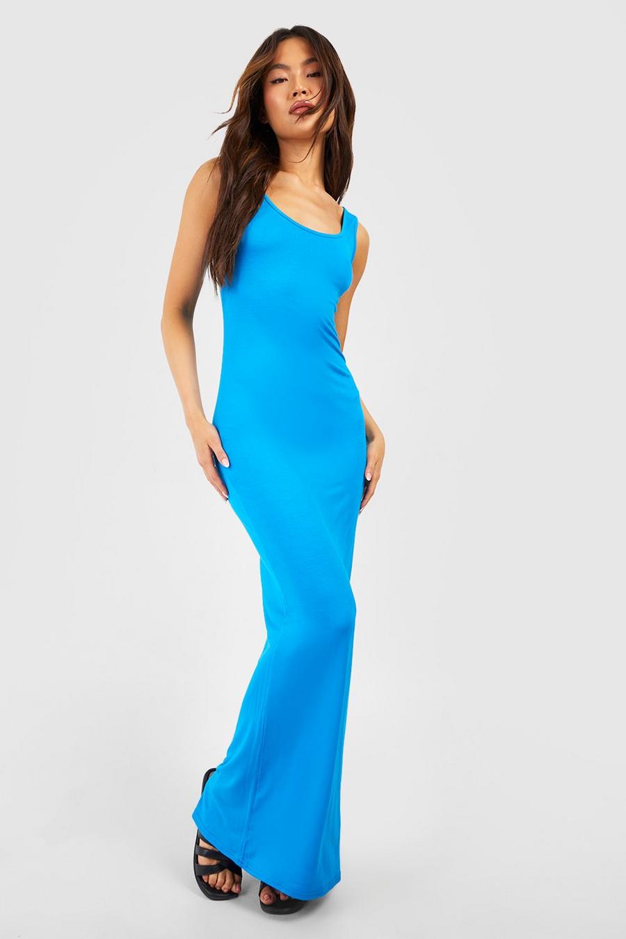 Turquoise Basic Scoop Neck Maxi Dress image number 1