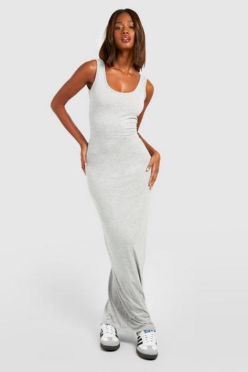 Basic Scoop Neck Maxi Dress grey marl