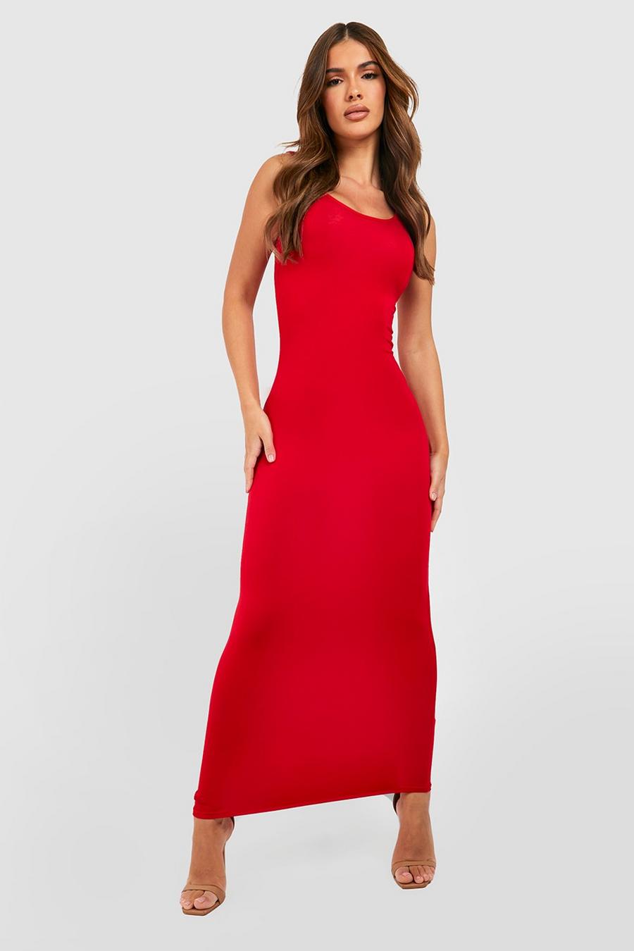 Red rosso Basic Scoop Neck Maxi Dress