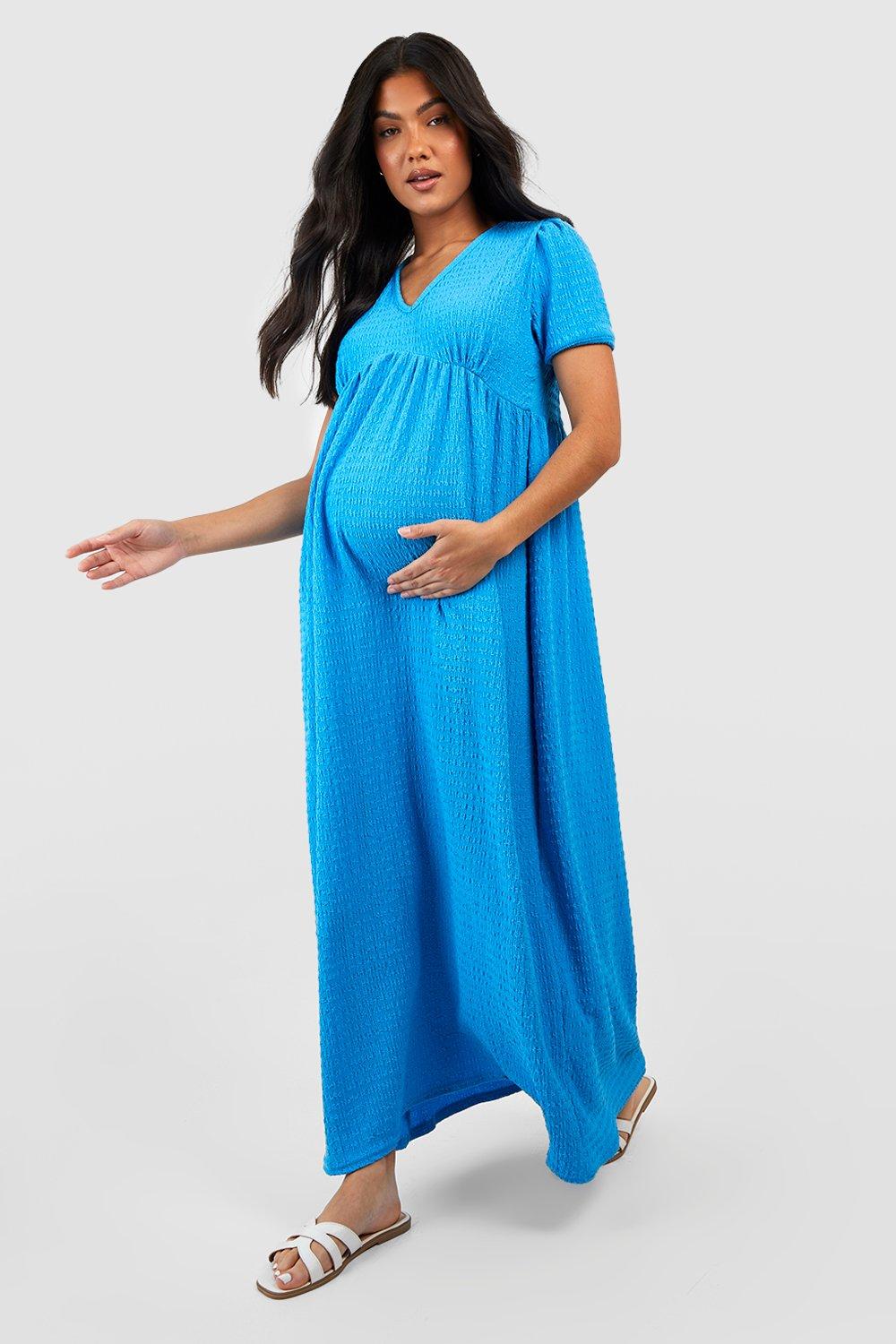 Pink and blue outlet maternity maxi dress