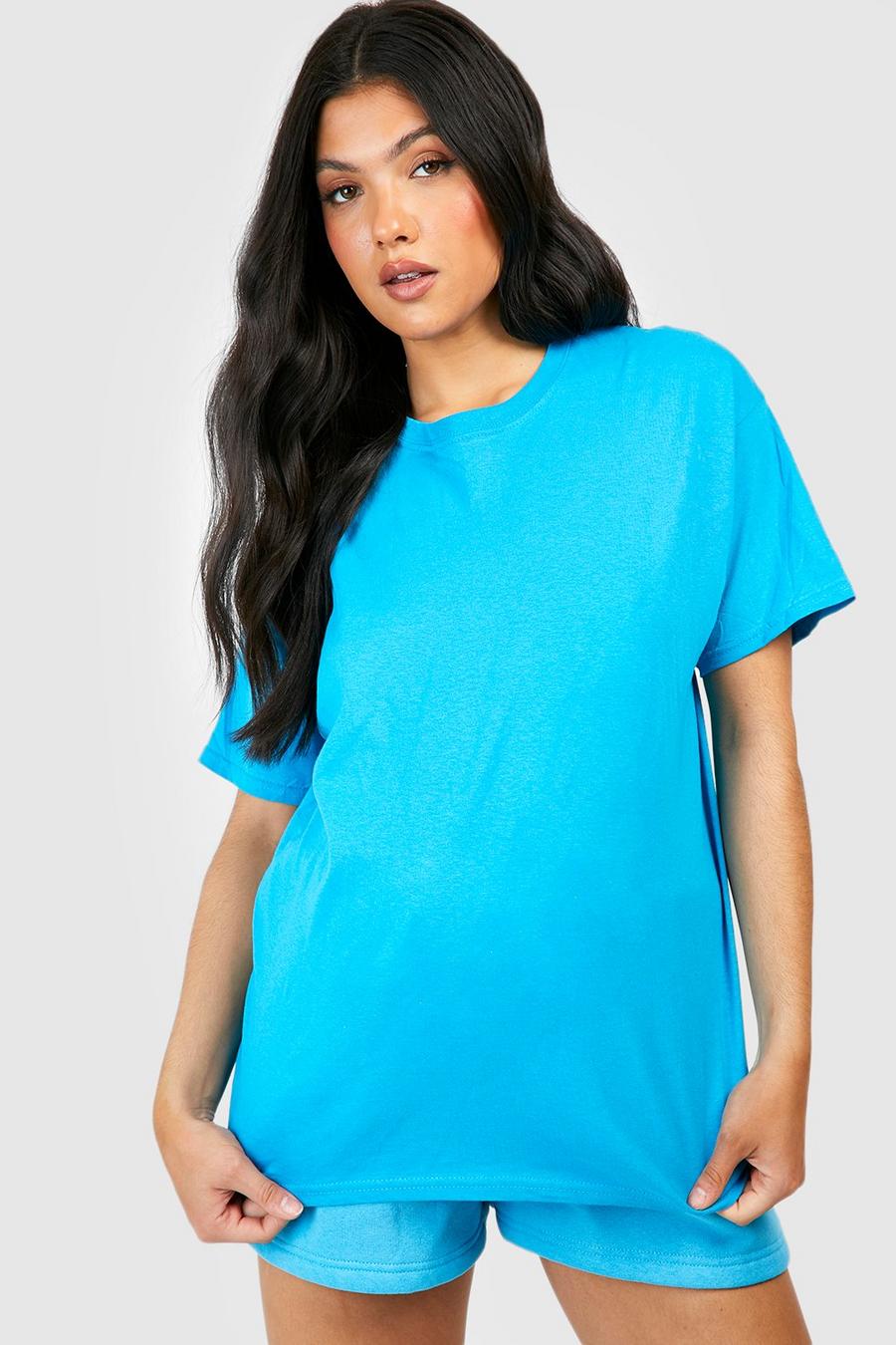 Azure blue Maternity Cotton T-Shirt