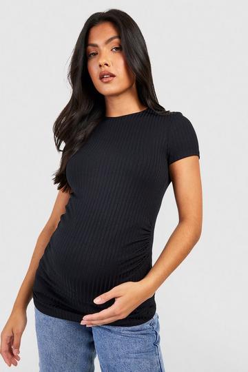 Maternity Rib Scoop Neck T-shirt black