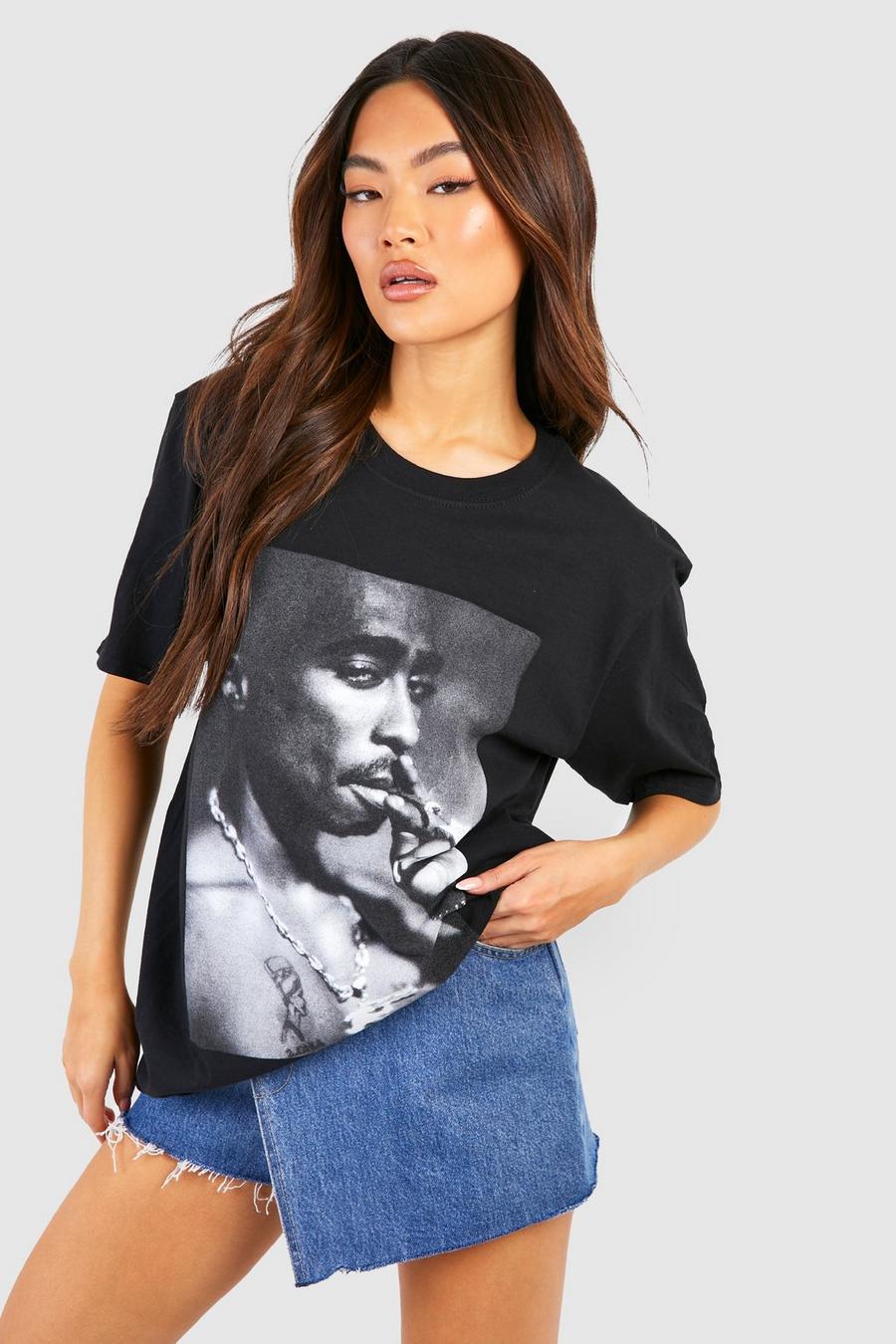 Black negro Tupac License Band T-shirt