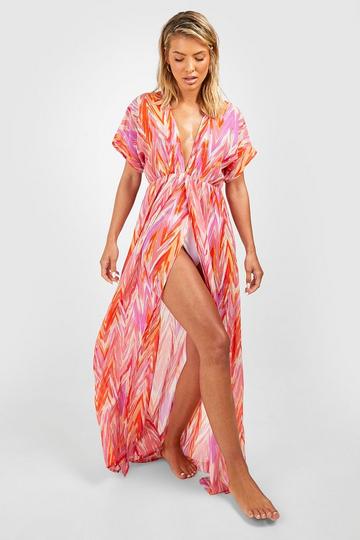 Zig Zag Split Leg Maxi Beach Dress lilac