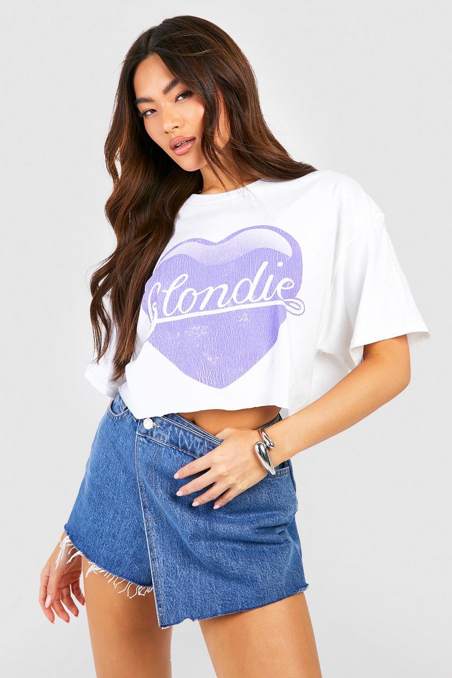 White Blondie Cropped License Band T-shirt