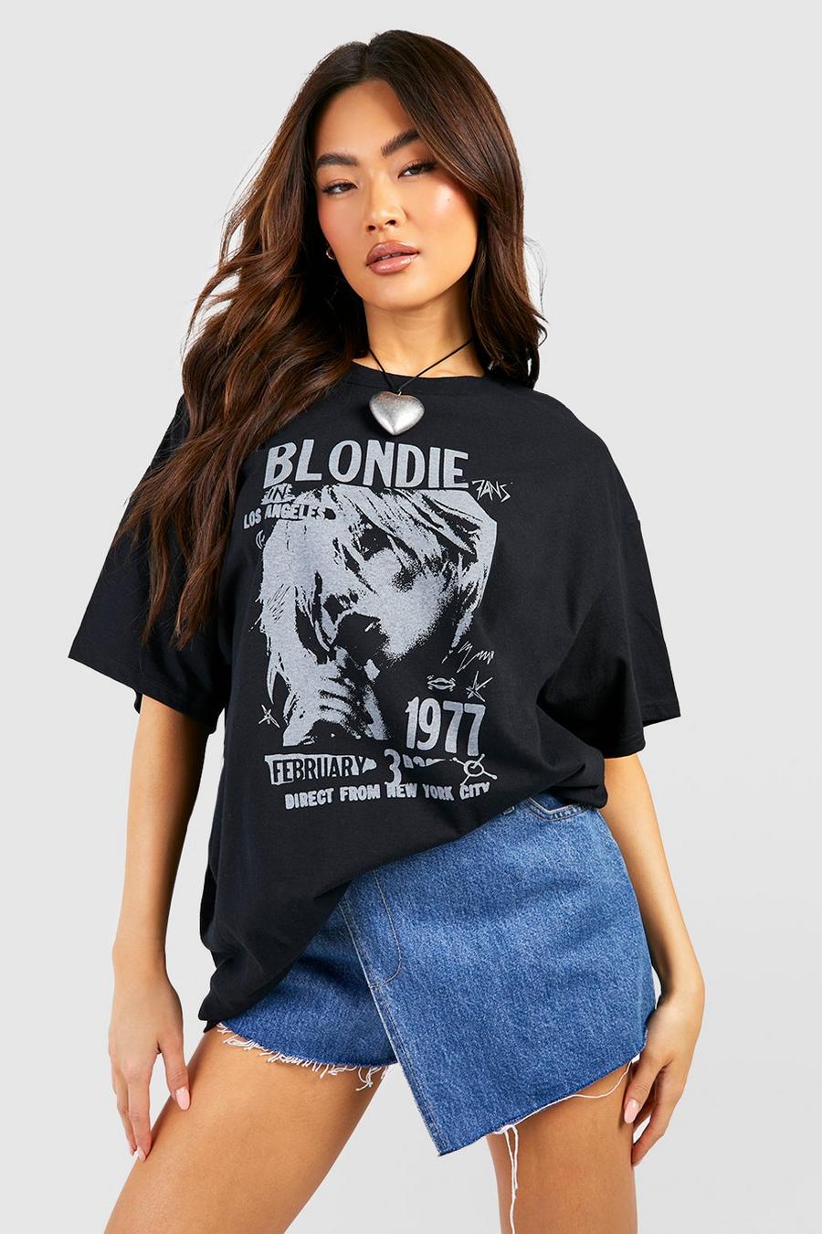 Camiseta oversize con estampado de grupo musical Blondie, Black image number 1