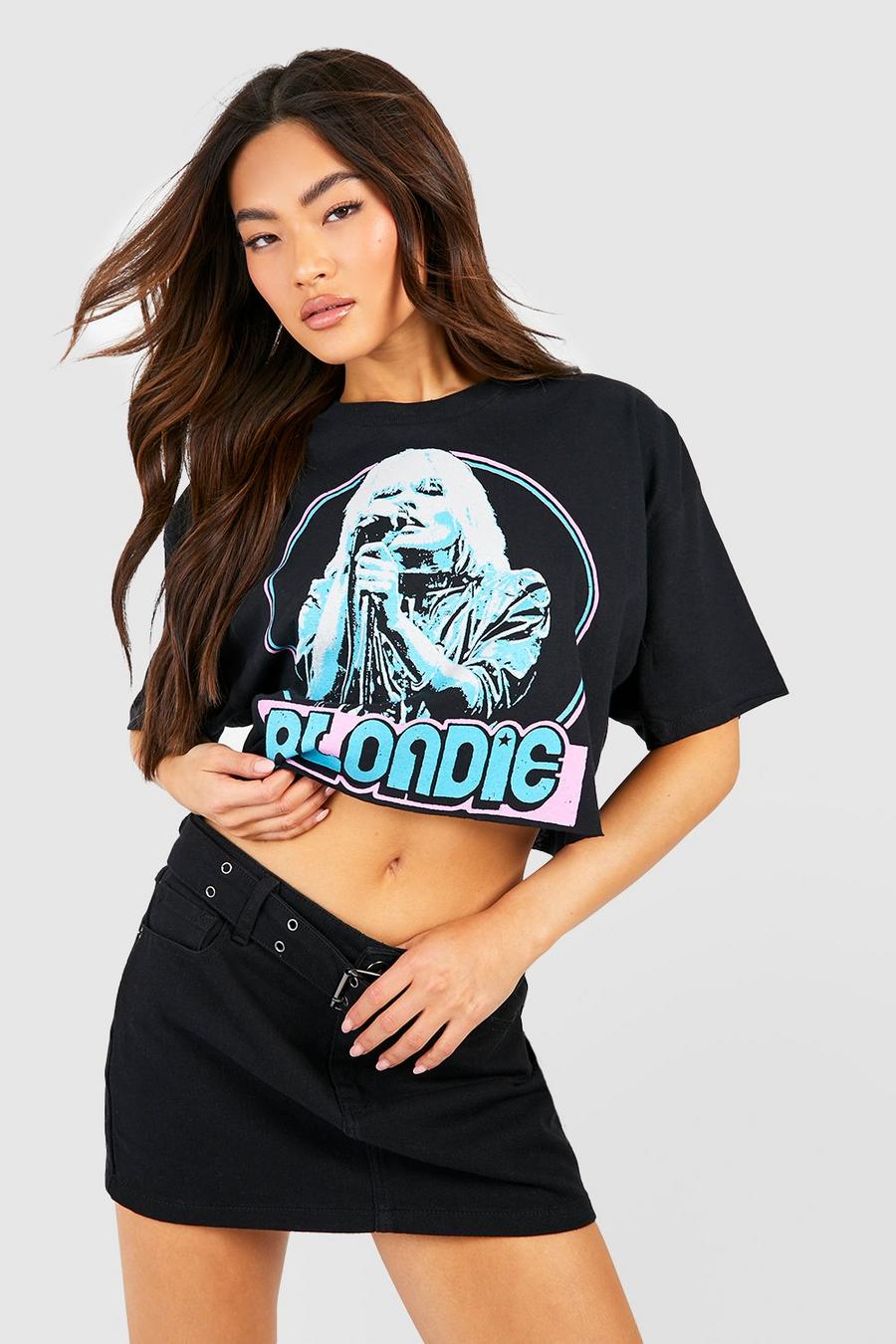 Black negro Blondie Cropped License Band T-shirt