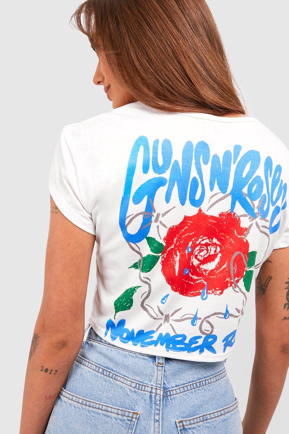 Guns N Roses Back Print Crop Band T-shirt