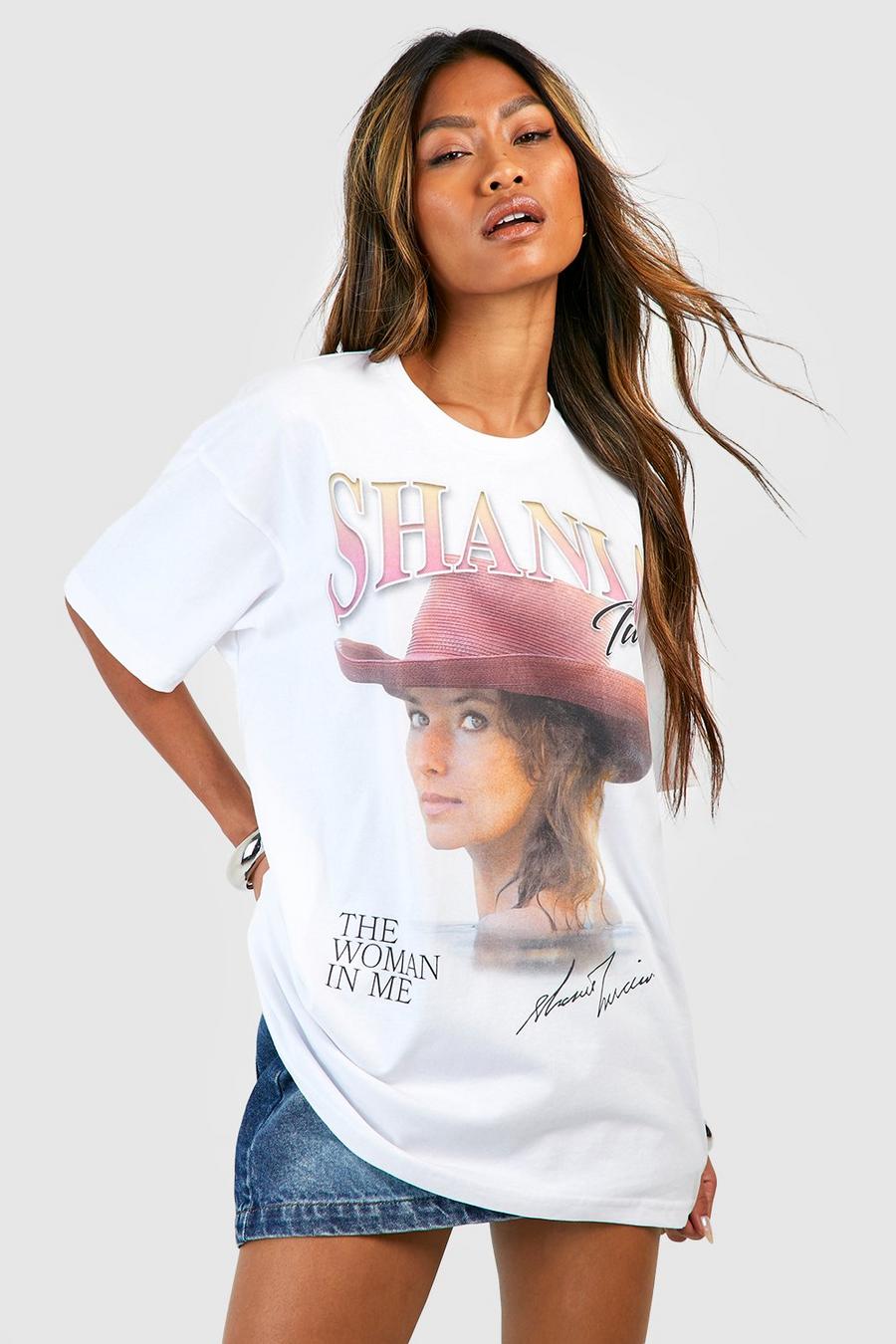 White Shania Twain T-shirt med tryck image number 1