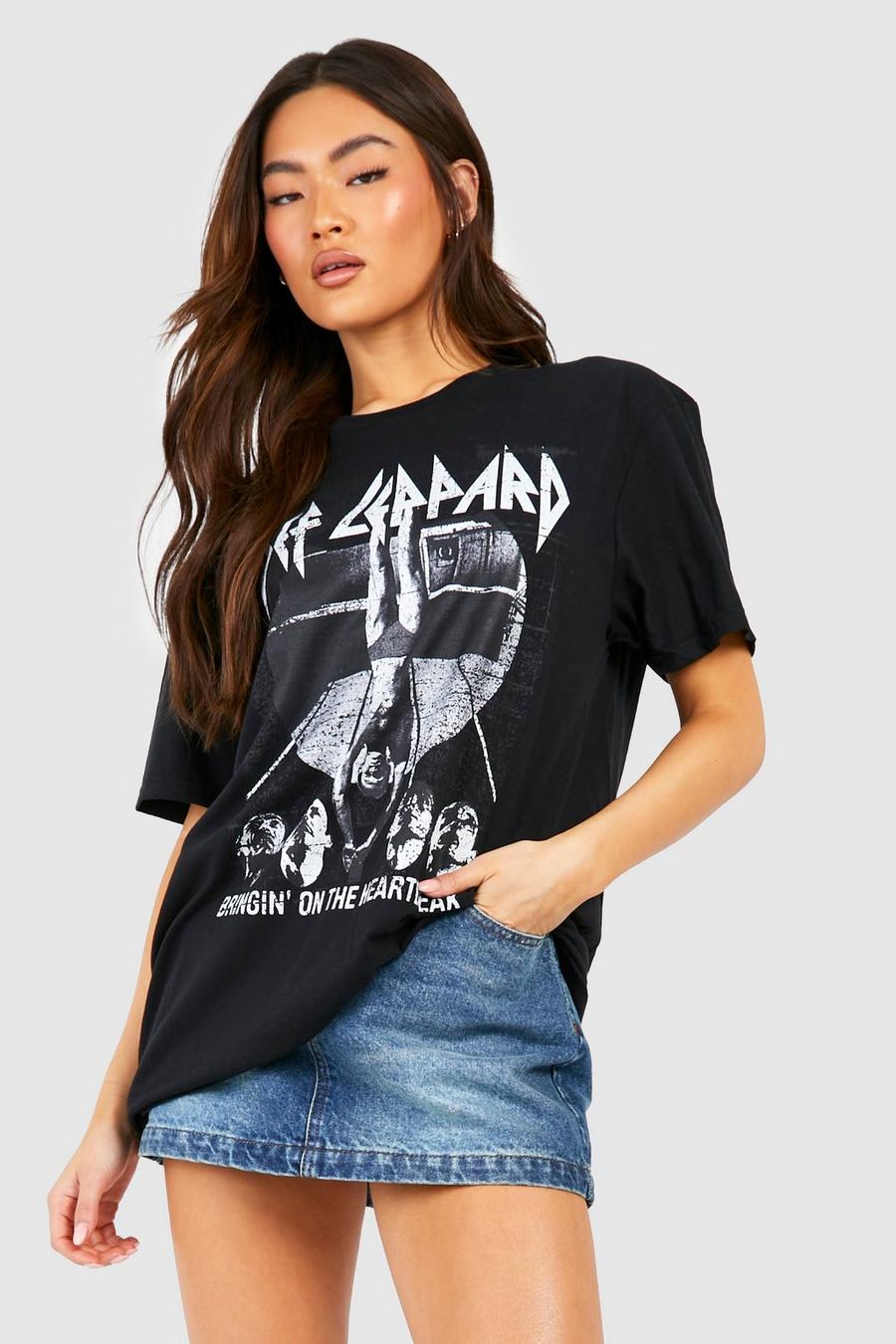 T-Shirt mit Def Leppard Festival Band Print, Black noir