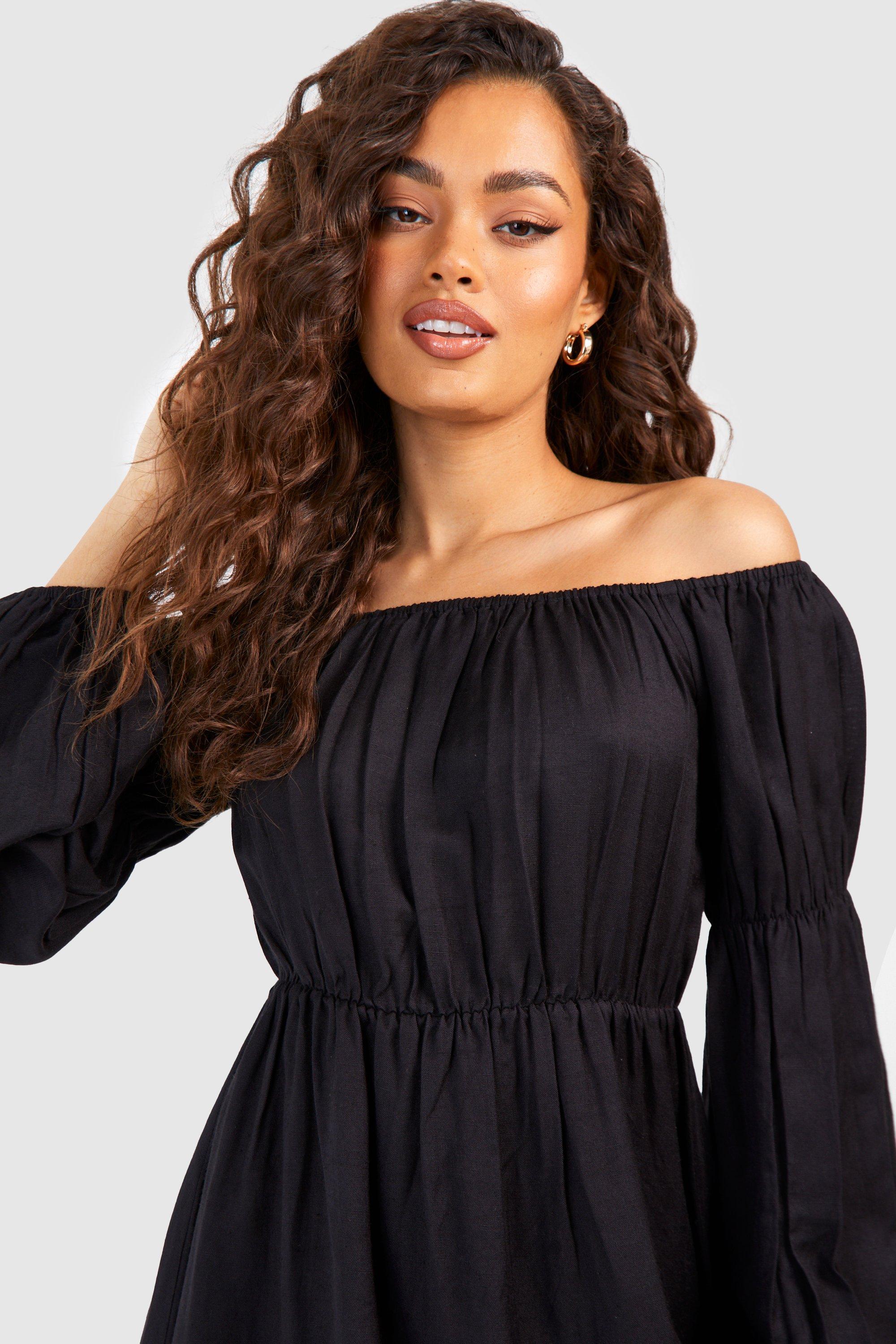 Black bardot beach outlet dress