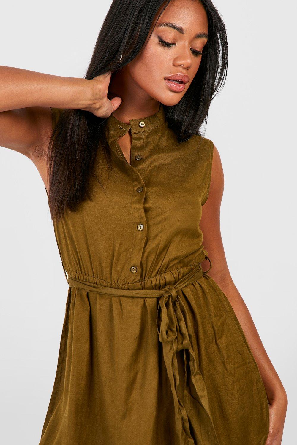 Linen belted clearance dress