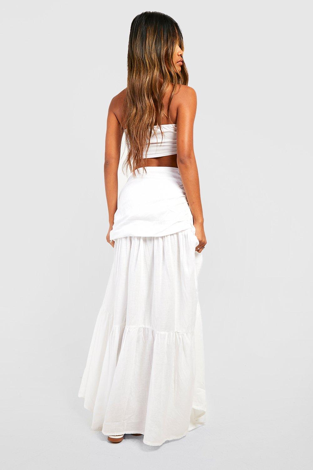 White linen outlet tiered skirt