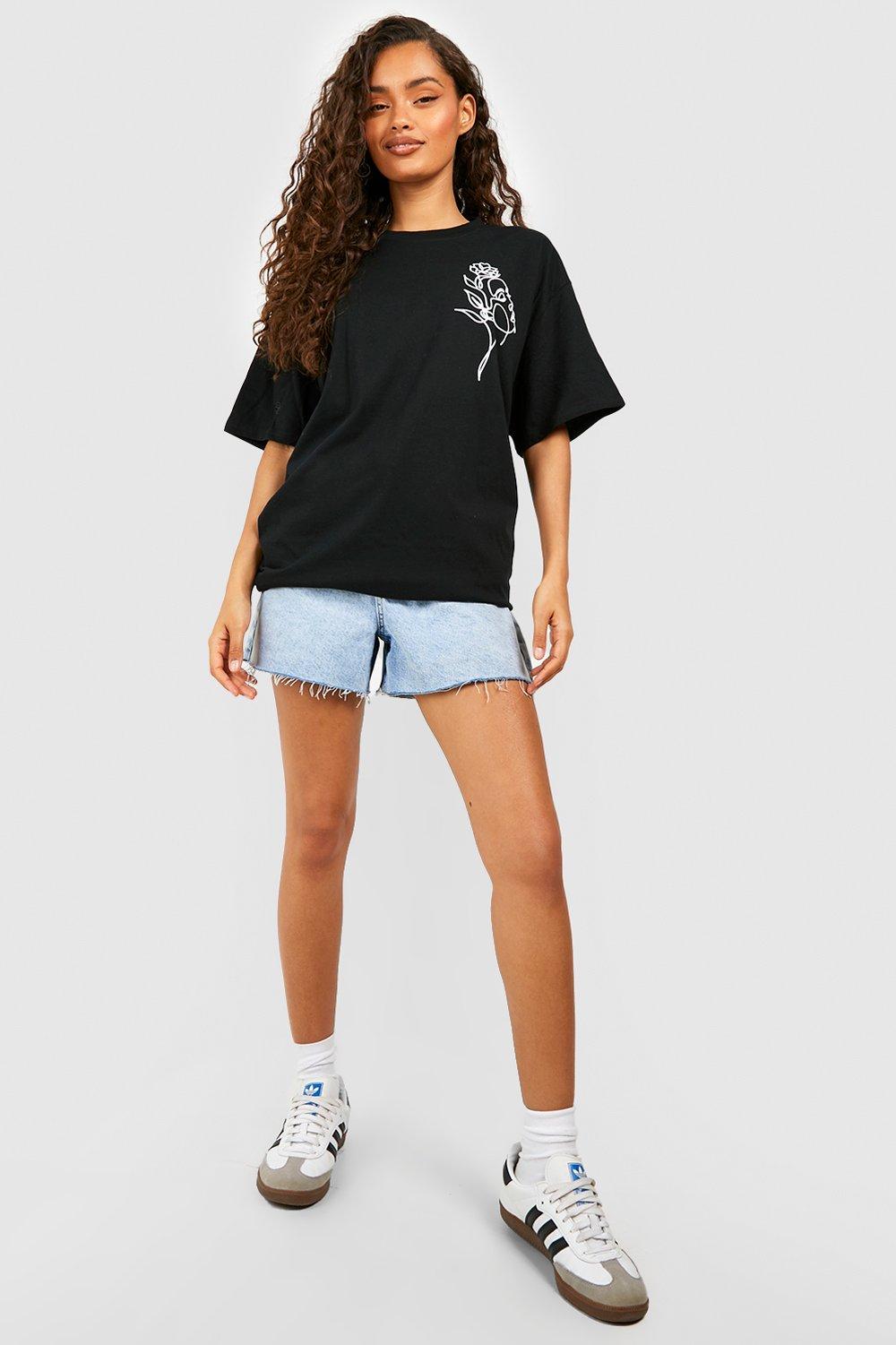 T shirt oversize imprim visage fleuri boohoo