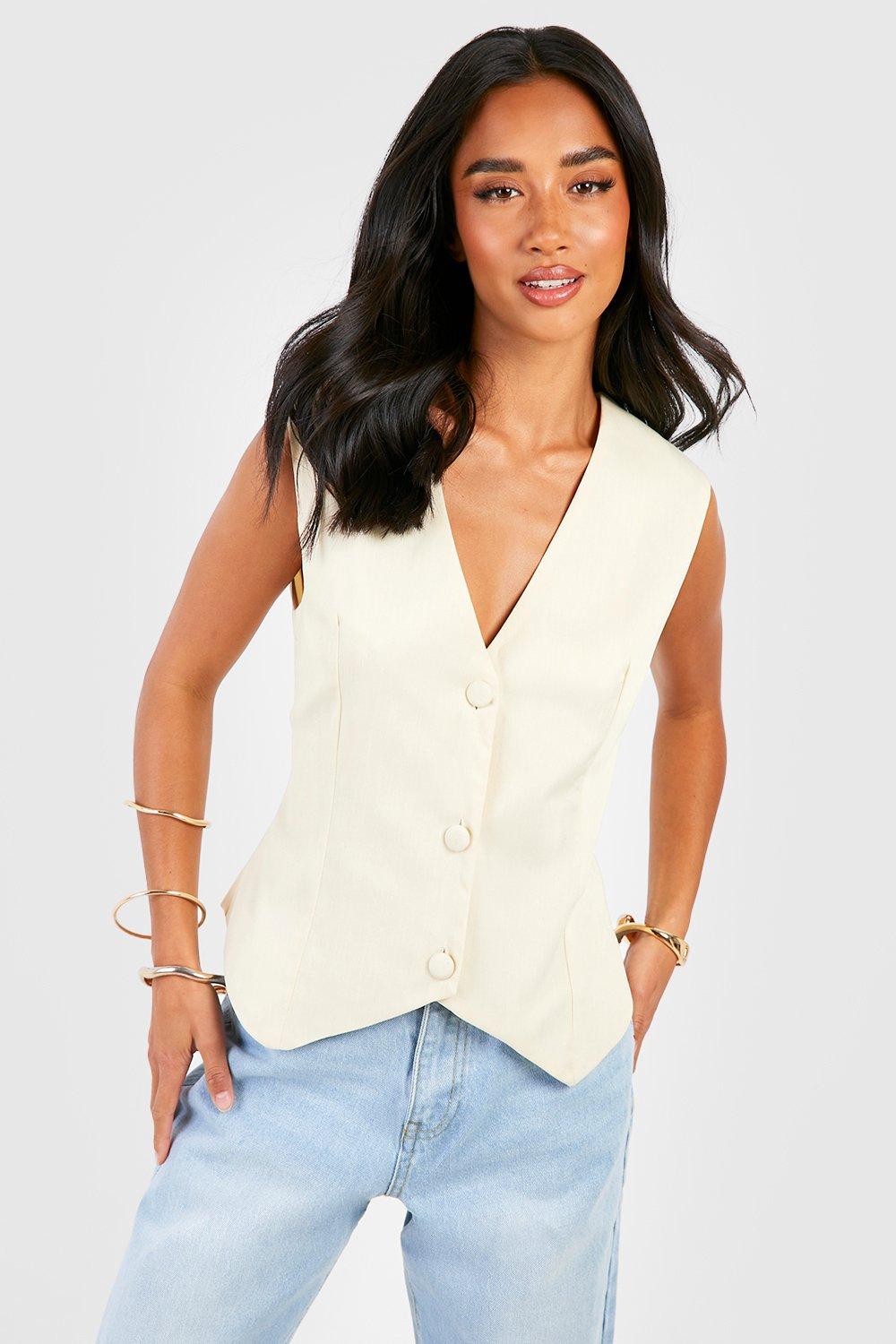 Beige hot sale waistcoat womens