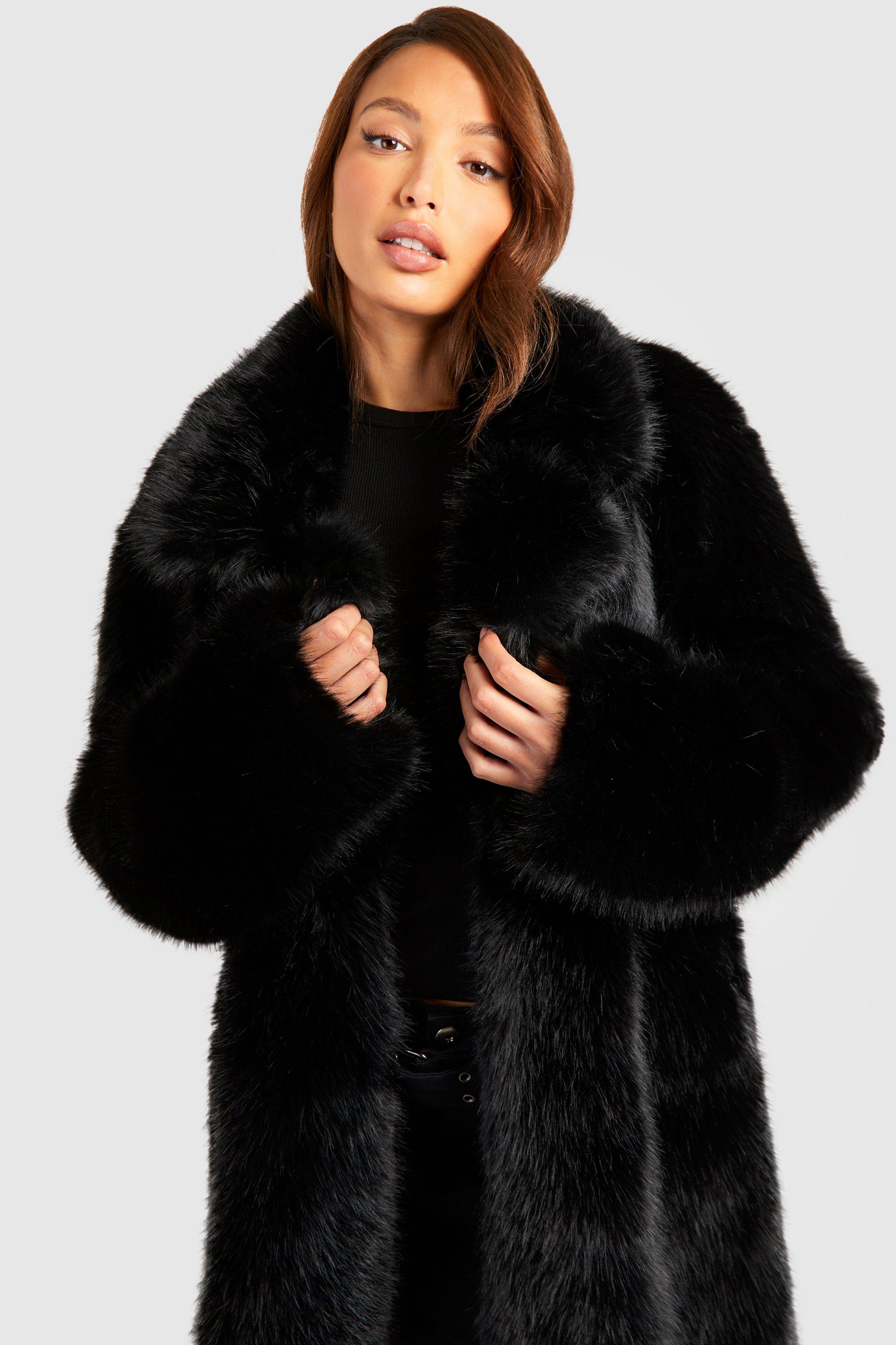 Maxi black hot sale fur coat