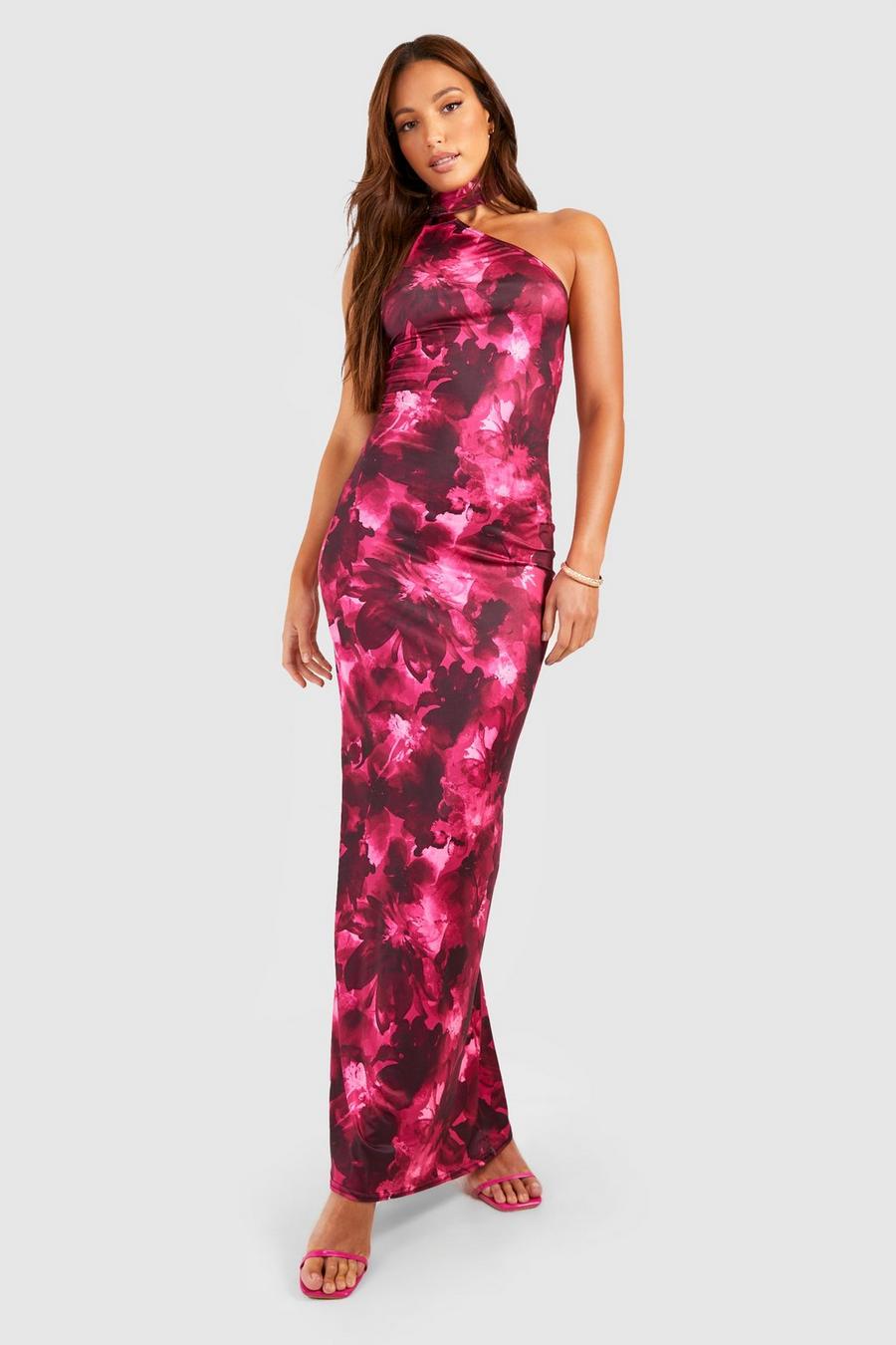 Berry Tall Floral Drape Neck Maxi Dress image number 1