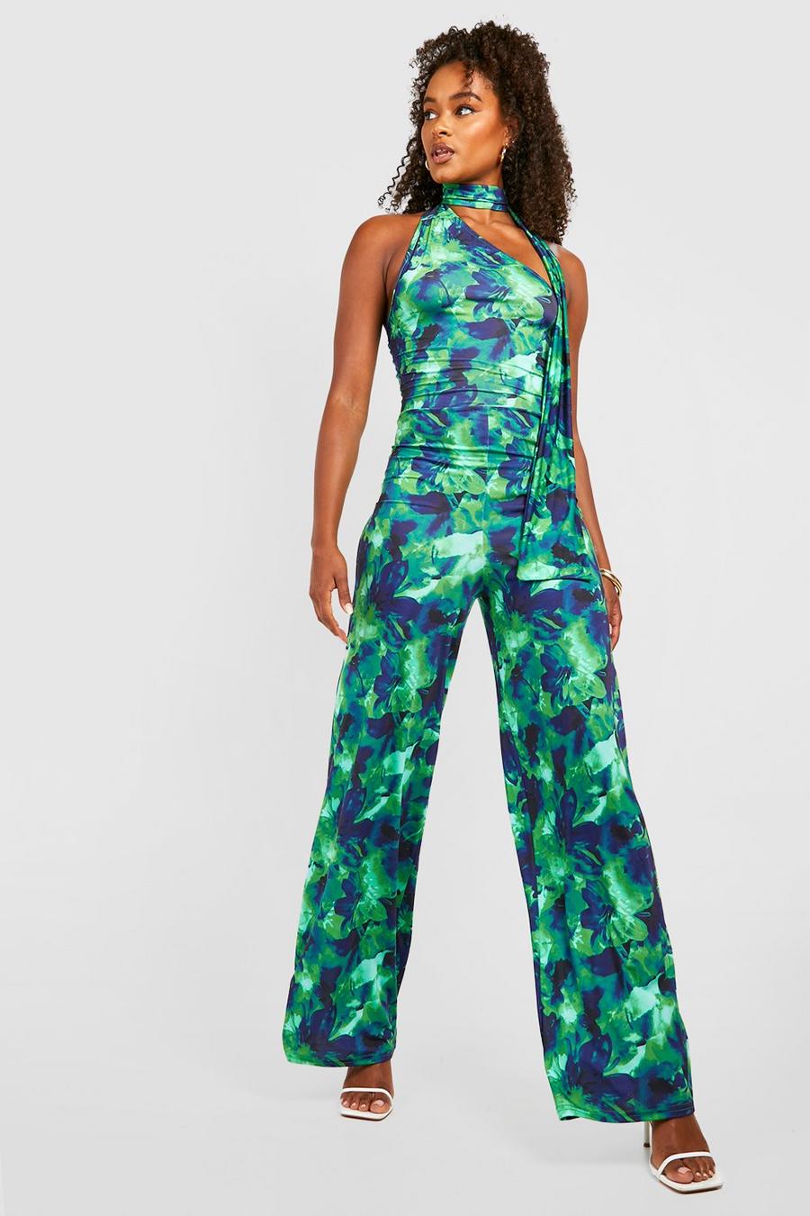 Green Tall Drape Neck Wide Leg Jumpsuit image number 1