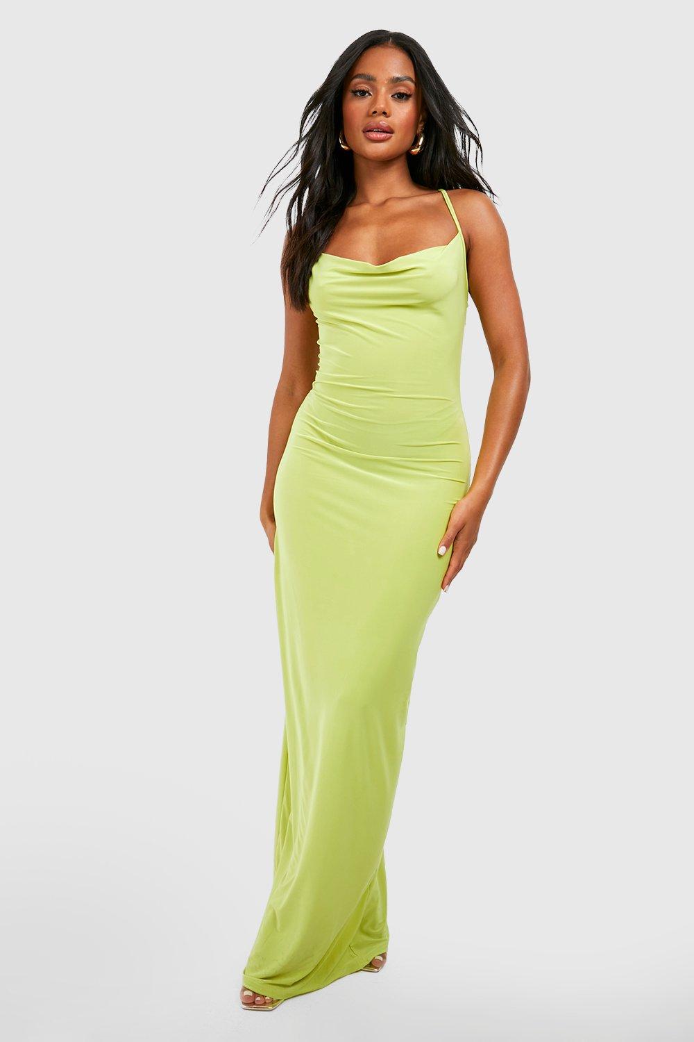 Lime green outlet cowl neck dress