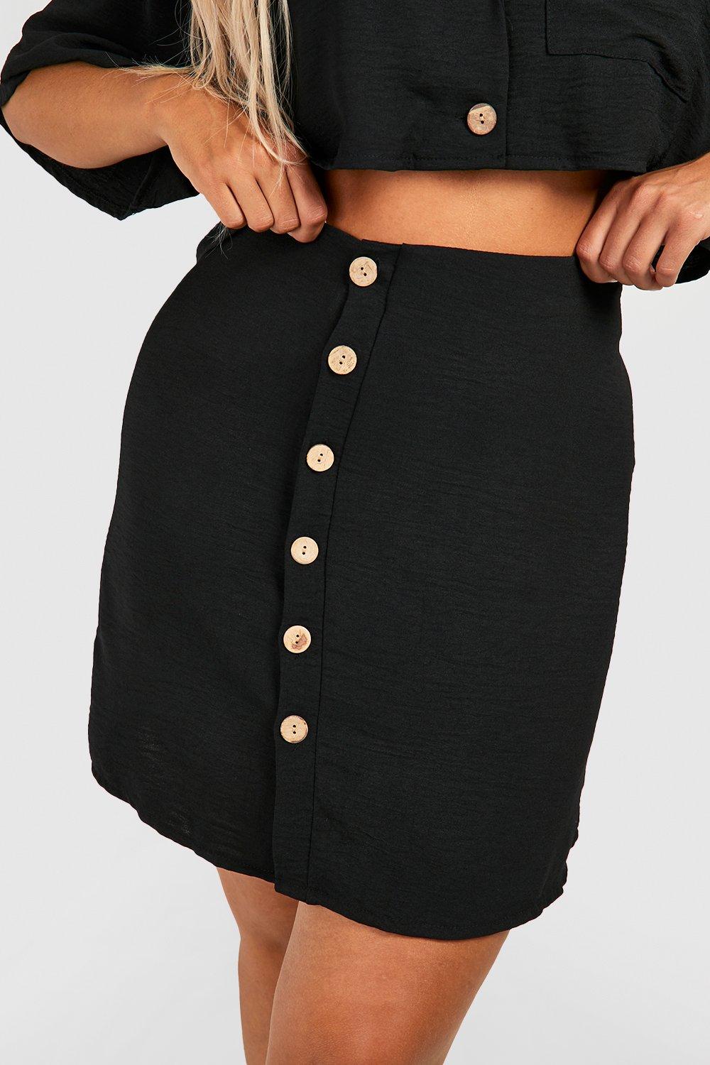 Black button up clearance skirt